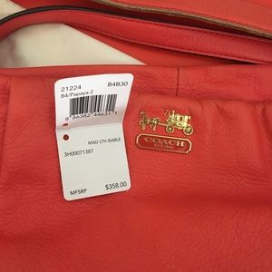 Coach Madison leather Isabelle purse papaya color